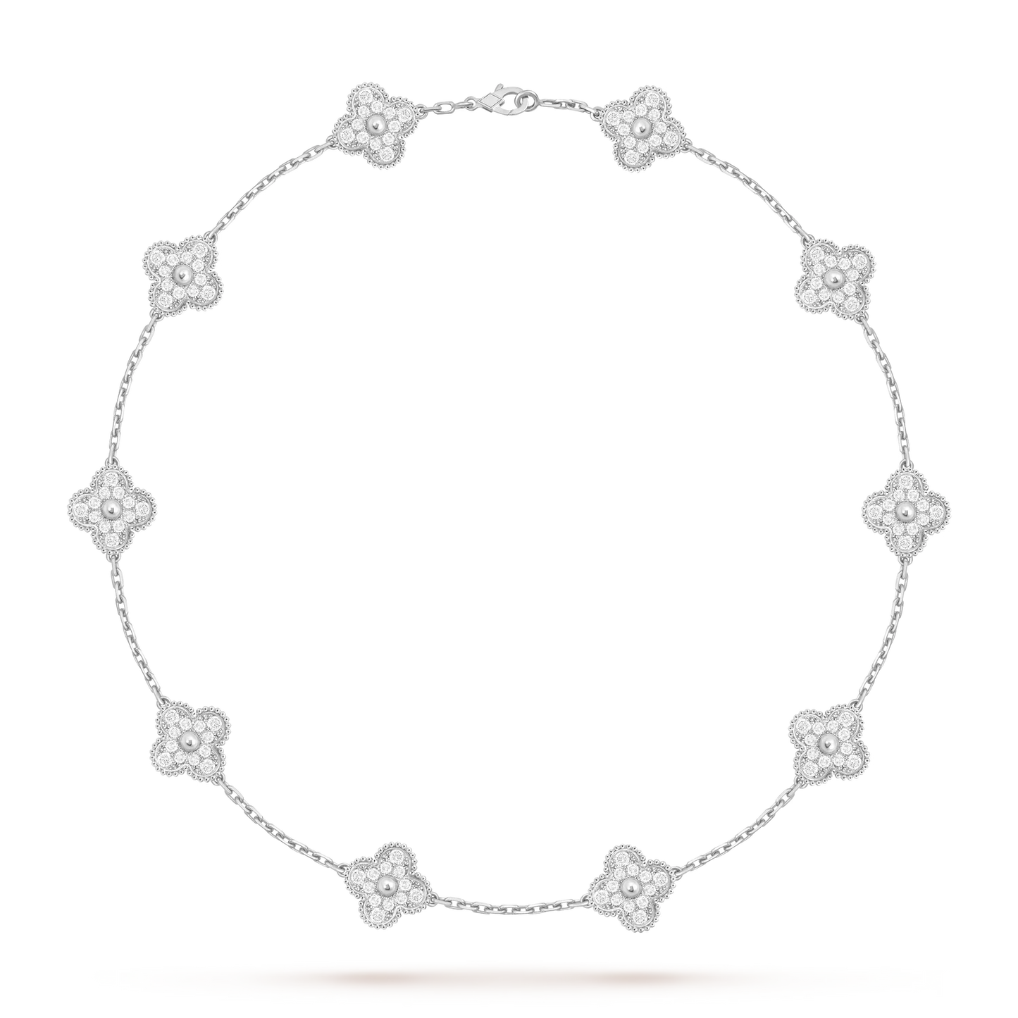 [Saipan]CLASSIC LUCKY 10-MOTIF CLOVER NECKLACE WHITE GOLD COLLECTION
