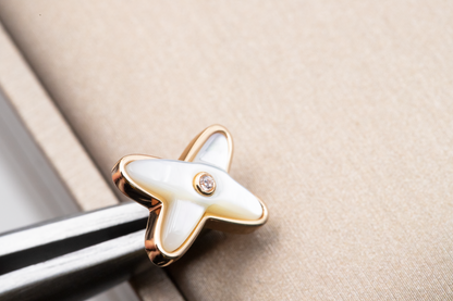 [Saipan]JEUX DE WHITE MOP ROSE GOLD DIAMOND EARRINGS