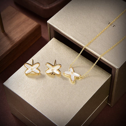 [Saipan]JEUX DE WHITE MOP GOLD DIAMOND EARRINGS