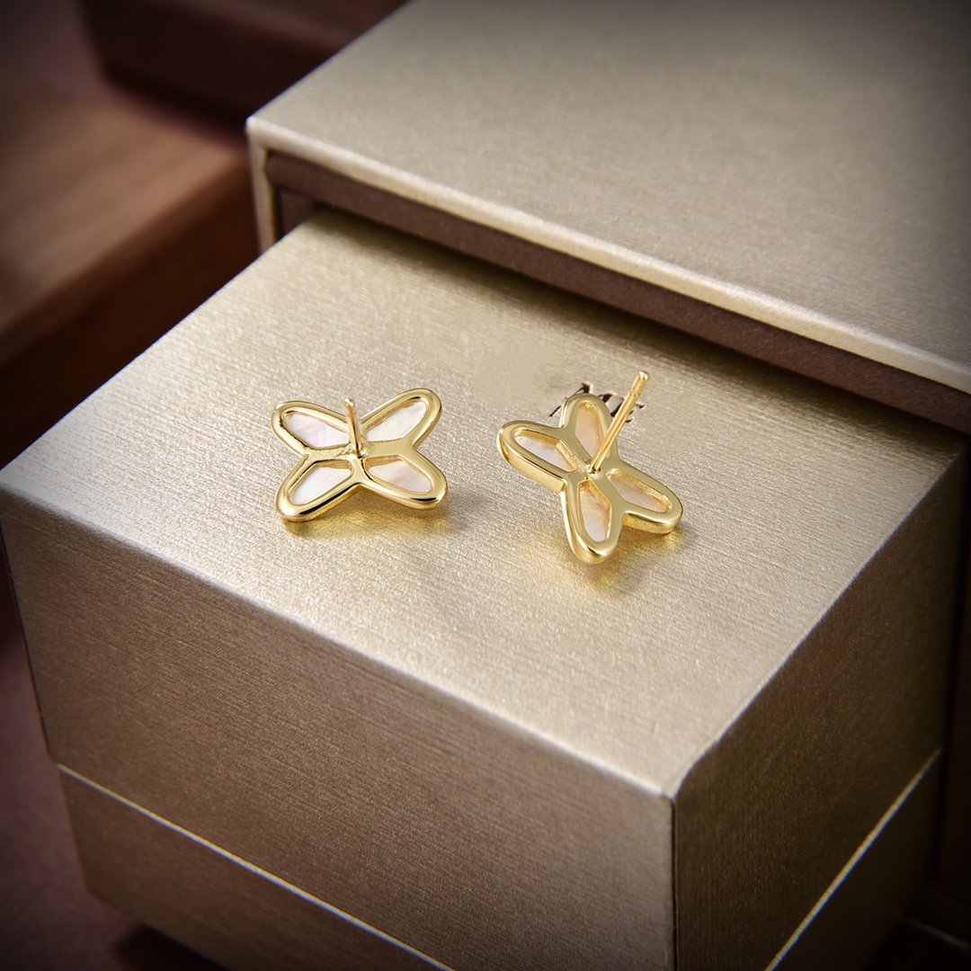 [Saipan]JEUX DE WHITE MOP GOLD DIAMOND EARRINGS