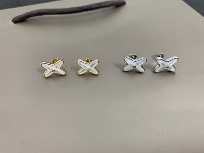 [Saipan]JEUX DE WHITE MOP SILVER DIAMOND EARRINGS
