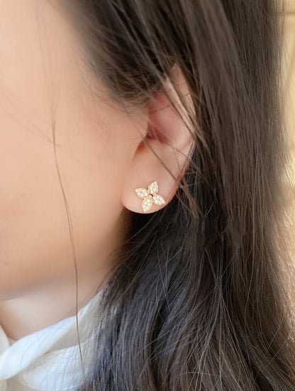 [Saipan]STAR BLOSSOM STUD EARRINGS ROSE GOLD DIAMONDS