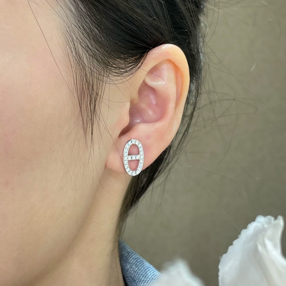 [Saipan]HM FULL DIAMOND PIG NOSE STUD EARRINGS