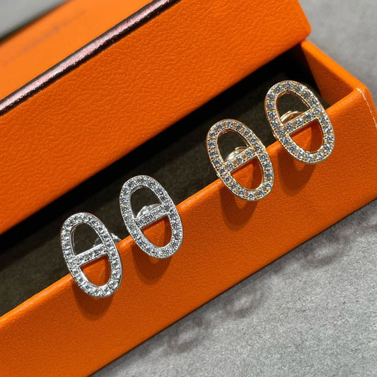 [Saipan]HM FULL DIAMOND PIG NOSE STUD EARRINGS