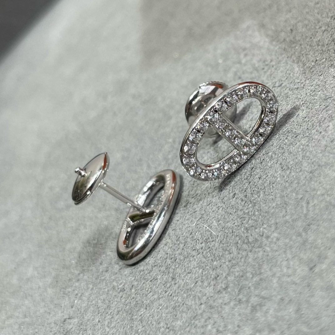 [Saipan]HM FULL DIAMOND PIG NOSE STUD EARRINGS