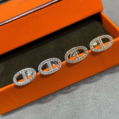 [Saipan]HM FULL DIAMOND PIG NOSE STUD EARRINGS