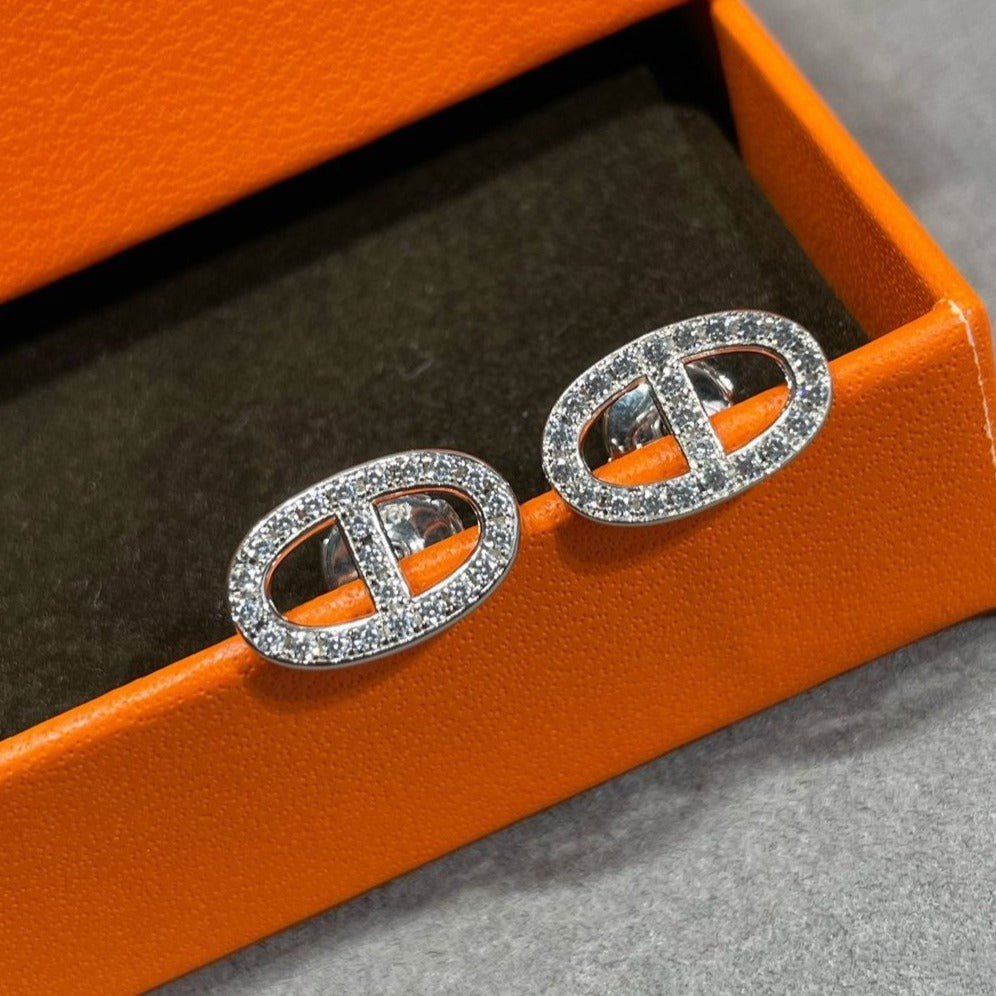 [Saipan]HM FULL DIAMOND PIG NOSE STUD EARRINGS