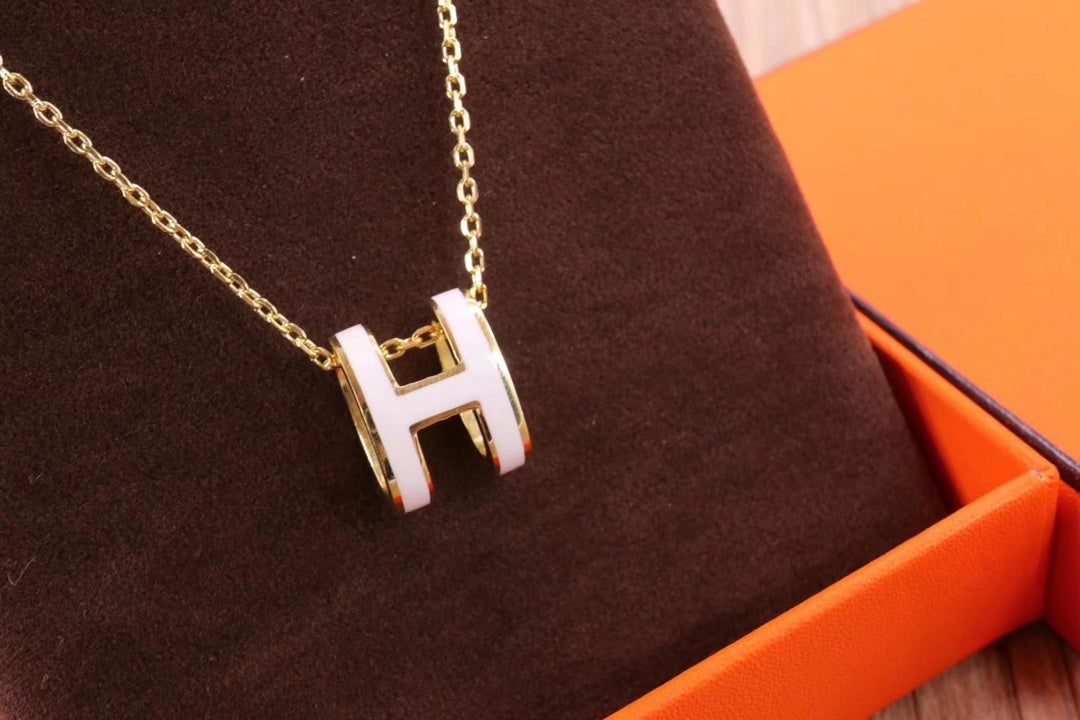 [Saipan]HM CLIC YELLOW ENAMEL GOLD NECKLACE