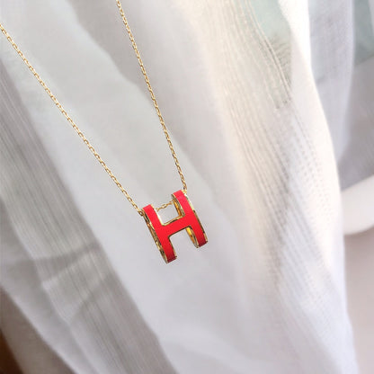 [Saipan]HM CLIC RED ENAMEL GOLD NECKLACE