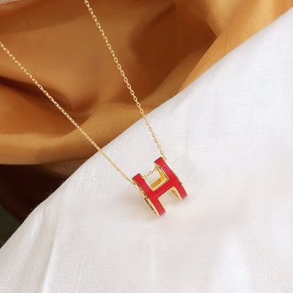 [Saipan]HM CLIC RED ENAMEL GOLD NECKLACE