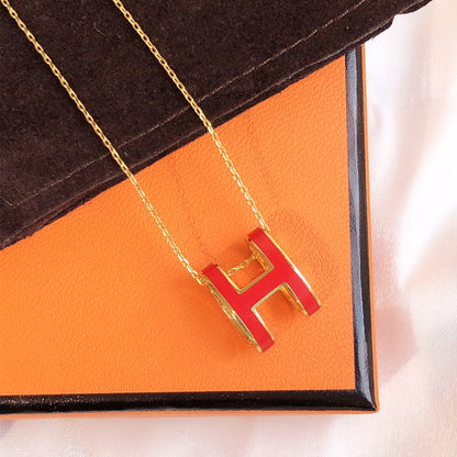 [Saipan]HM CLIC RED ENAMEL GOLD NECKLACE