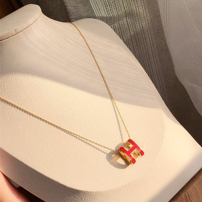 [Saipan]HM CLIC RED ENAMEL GOLD NECKLACE