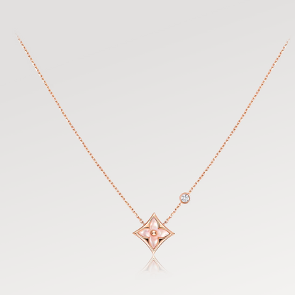 [Saipan]STAR PINK MOP 1 DIAMOND ROSE GOLD NECKLACE