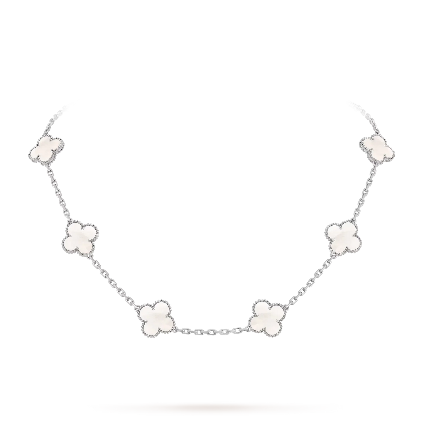 [Saipan]CLASSIC LUCKY 10-MOTIF CLOVER NECKLACE WHITE GOLD COLLECTION