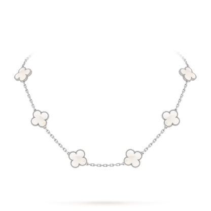 [Saipan]CLASSIC LUCKY 10-MOTIF CLOVER NECKLACE WHITE GOLD COLLECTION