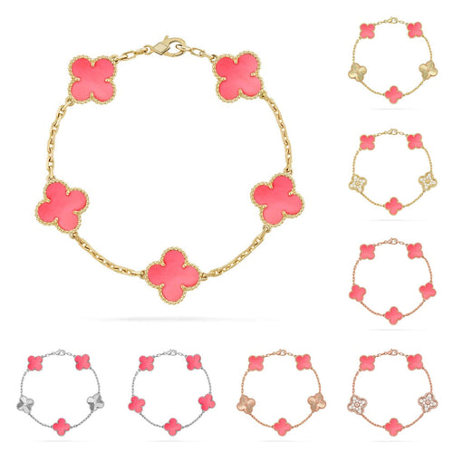 [Saipan]LUCKY CLOVER 5-MOTIF BRACELET - PINK MOTHER-OF-PEARL COLLECTION