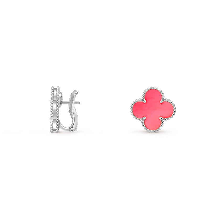 [Saipan]15MM CLOVER FLOWER STUD EARRINGS WHITE GOLD COLLECTION