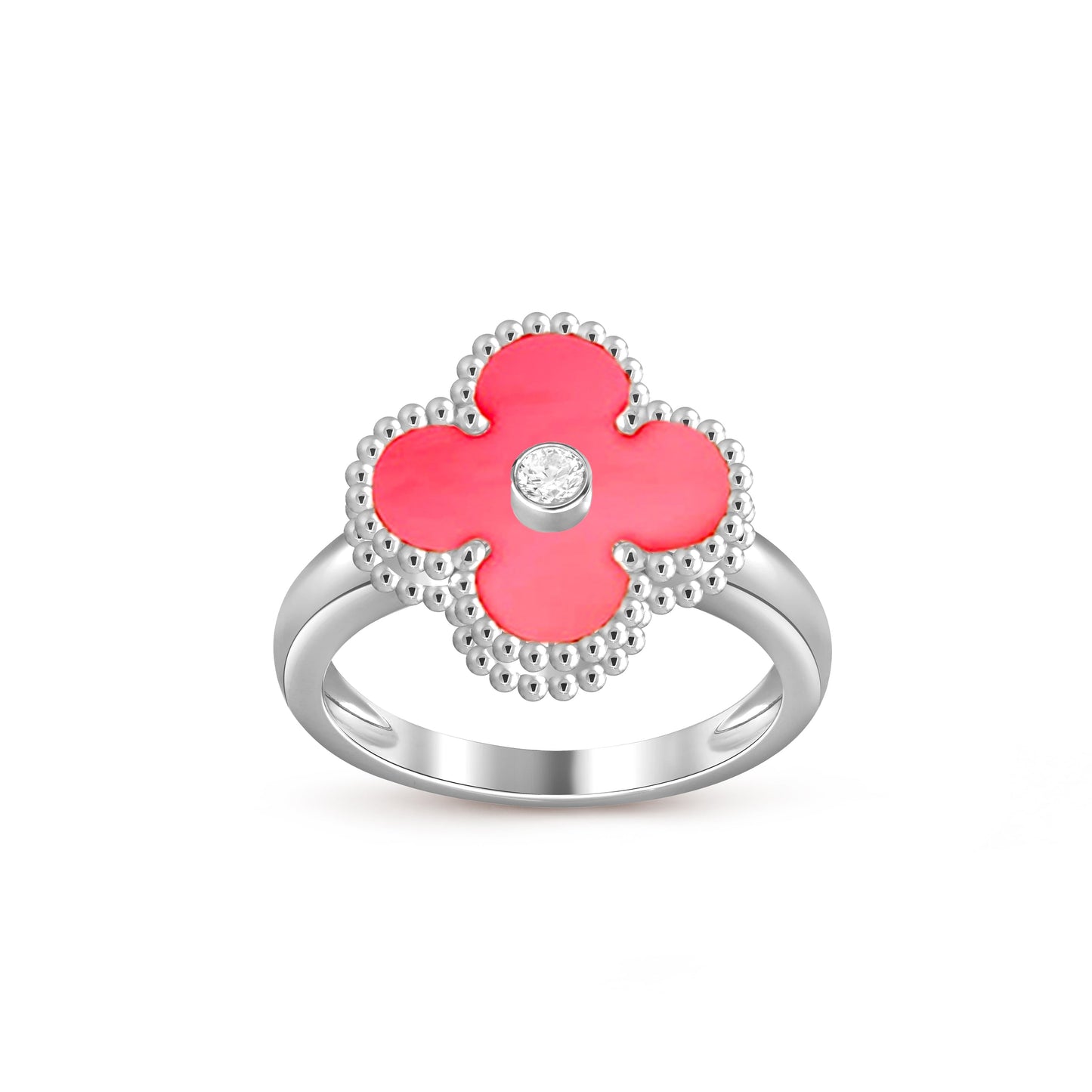 [Saipan]LUCKY CLOVER DIAMOND-ACCENT WHITE GOLD RING COLLECTION