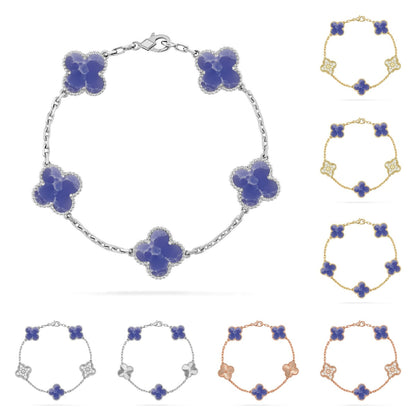 [Saipan]LUCKY CLOVER 5-MOTIF BRACELET - BLUE LARIMAR COLLECTION