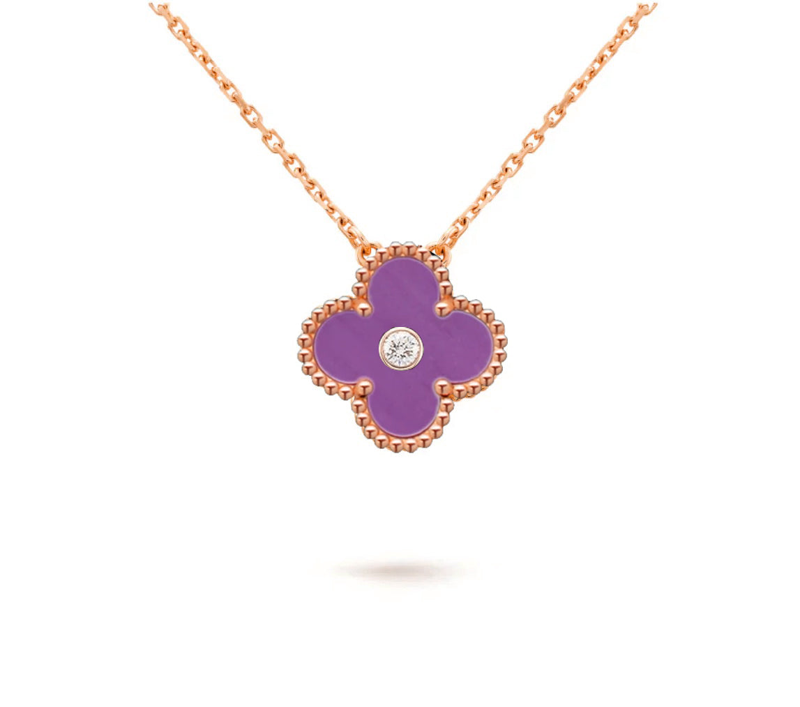 [Saipan]15MM CLOVER FLOWER DIAMOND PENDANT NECKLACE COLLECTION