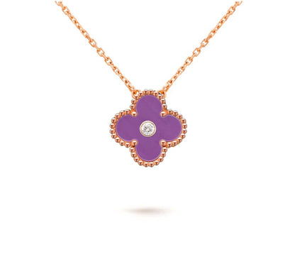 [Saipan]15MM CLOVER FLOWER DIAMOND PENDANT NECKLACE COLLECTION