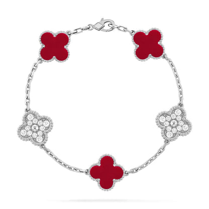 [Saipan]LUCKY CLOVER 5-MOTIF BRACELET - RED CARNELIAN COLLECTION