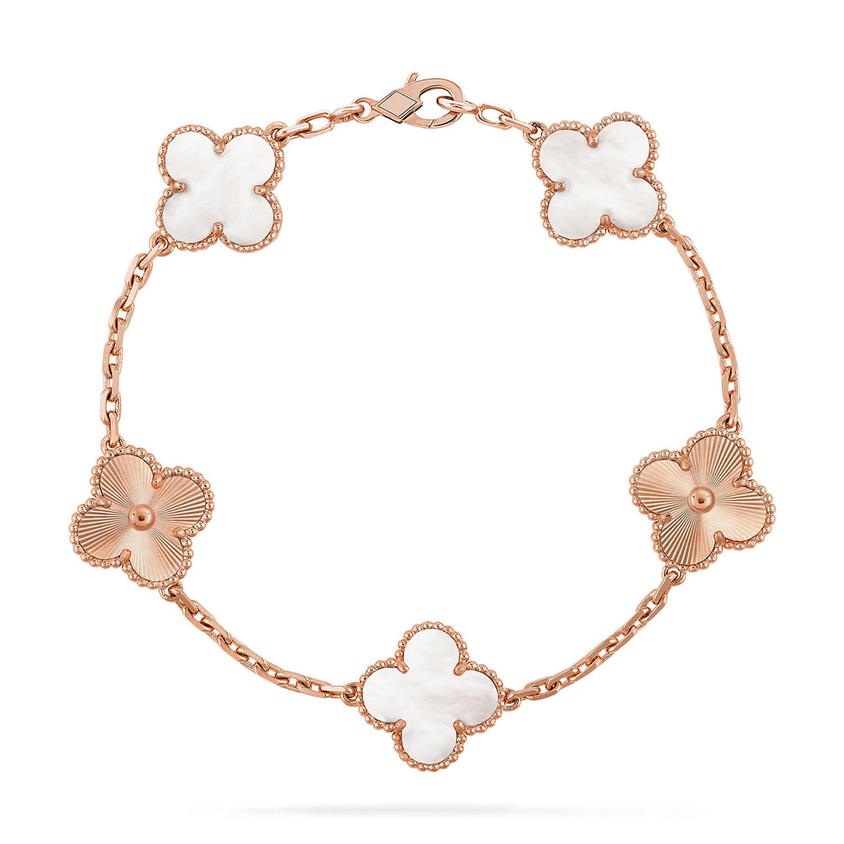 [Saipan]LUCKY CLOVER 5-MOTIF BRACELET - WHITE MOTHER-OF-PEARL COLLECTION