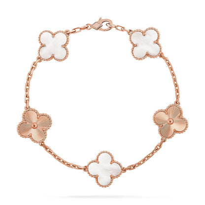 [Saipan]LUCKY CLOVER 5-MOTIF BRACELET - WHITE MOTHER-OF-PEARL COLLECTION