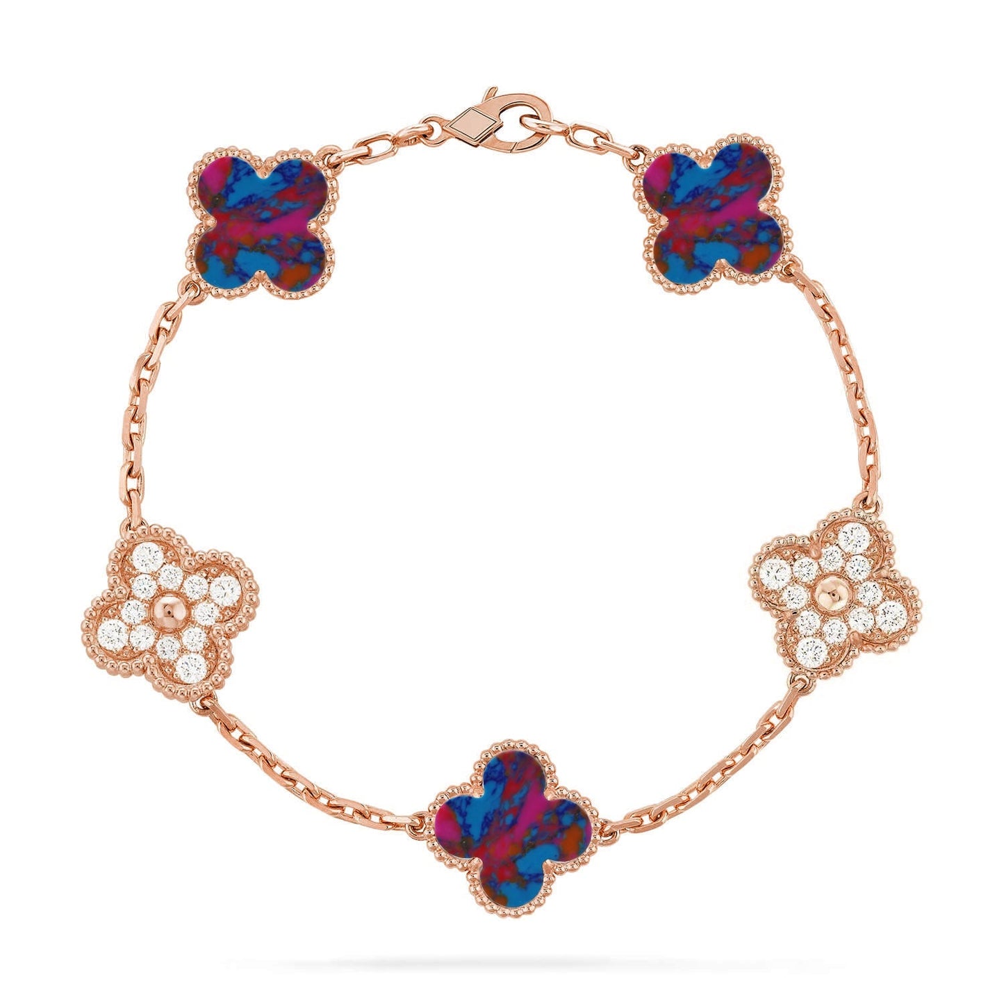 [Saipan]LUCKY CLOVER 5-MOTIF BRACELET - MULTI-GEM COLLECTION