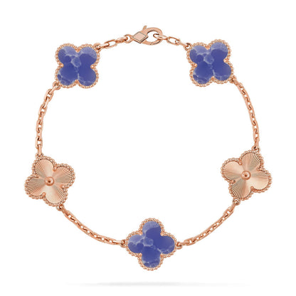 [Saipan]LUCKY CLOVER 5-MOTIF BRACELET - BLUE LARIMAR COLLECTION