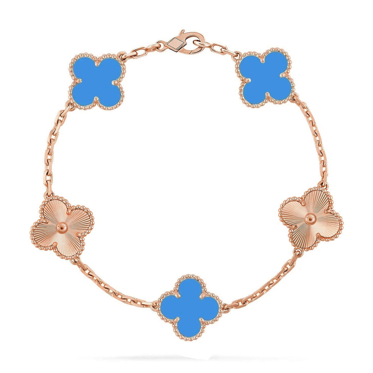 [Saipan]LUCKY CLOVER 5-MOTIF BRACELET - BLUE AGATE COLLECTION