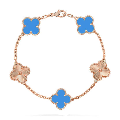 [Saipan]LUCKY CLOVER 5-MOTIF BRACELET - BLUE AGATE COLLECTION