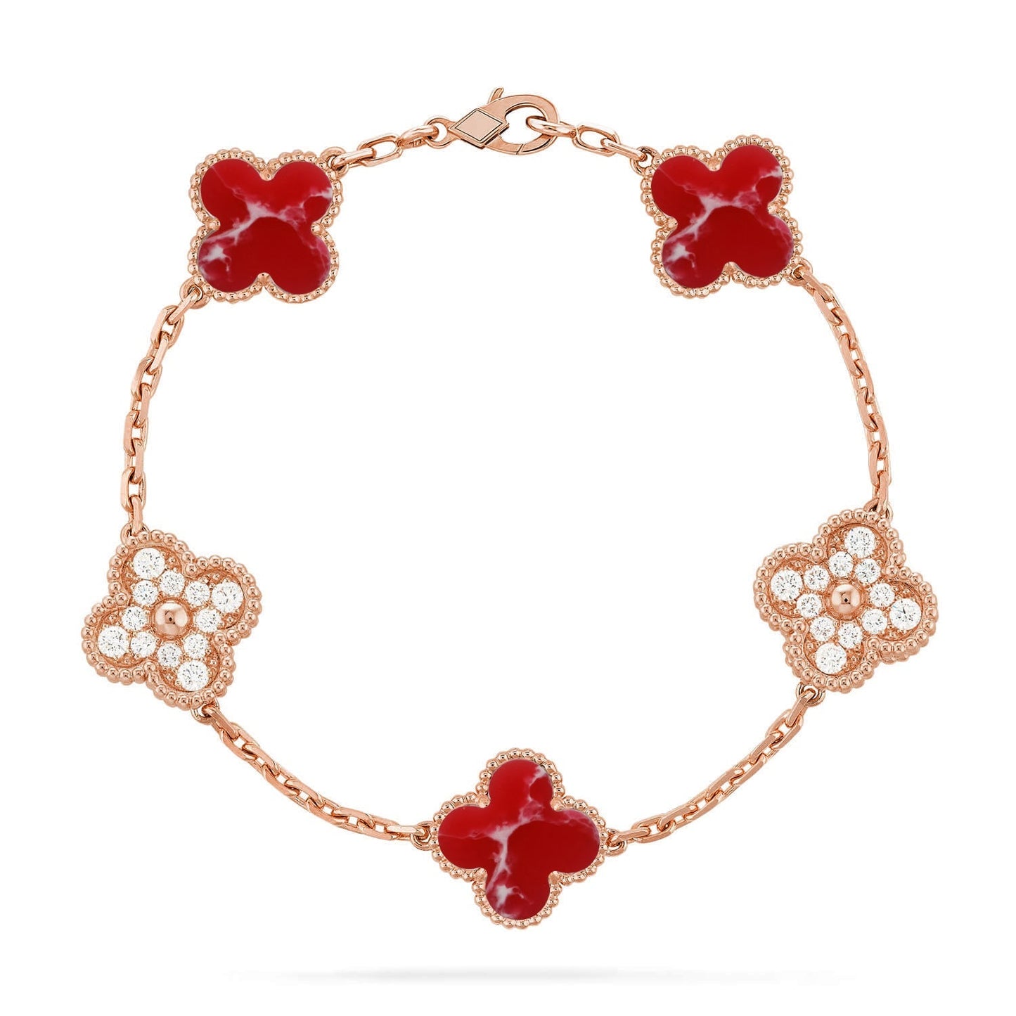 [Saipan]LUCKY CLOVER 5-MOTIF BRACELET - RED LARIMAR COLLECTION