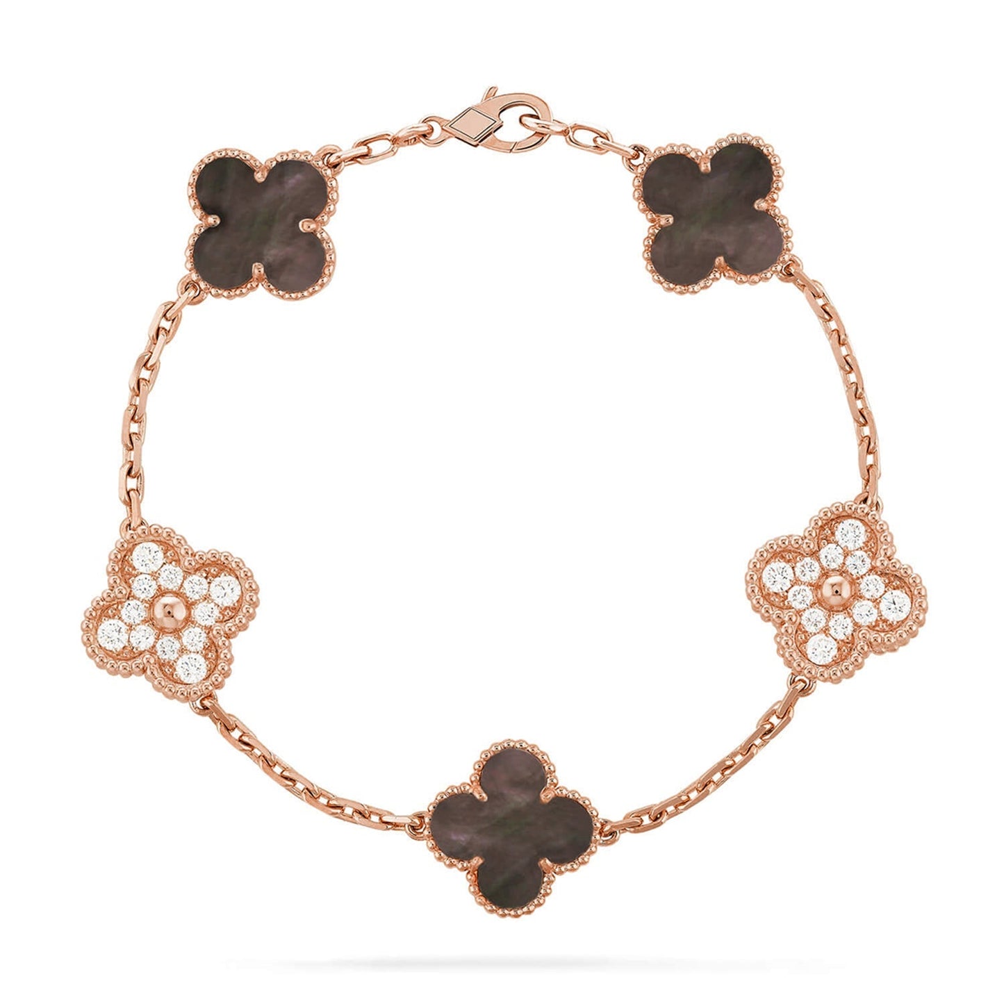 [Saipan]LUCKY CLOVER 5-MOTIF BRACELET - GREY MOTHER-OF-PEARL COLLECTION