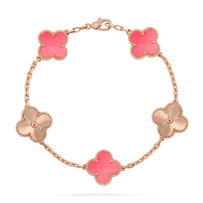 [Saipan]LUCKY CLOVER 5-MOTIF BRACELET - PINK MOTHER-OF-PEARL COLLECTION