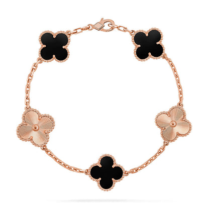 [Saipan]LUCKY CLOVER 5-MOTIF BRACELET - BLACK OXNY COLLECTION