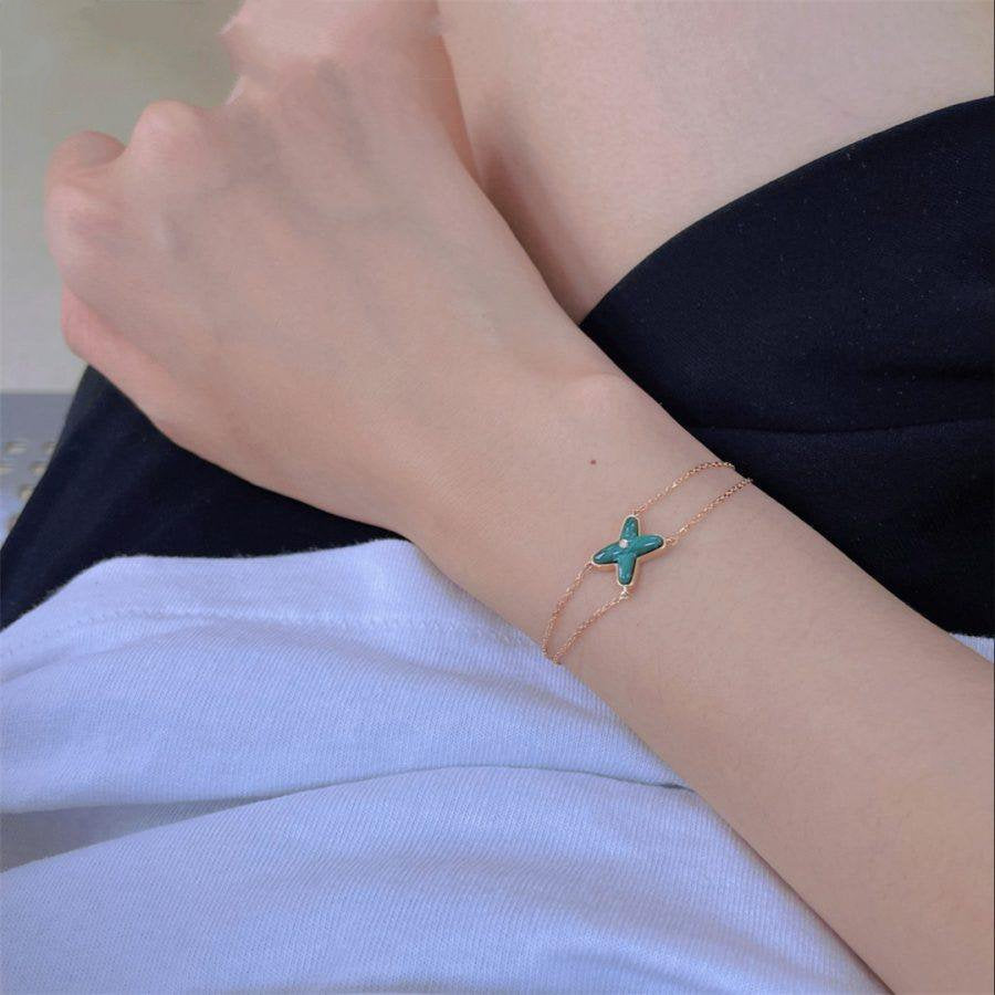 [Saipan]JEUX BRACELET MALACHITE ROSE GOLD 1 DIAMOND