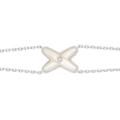 [Saipan]JEUX BRACELET WHITE MOP SILVER 1 DIAMOND