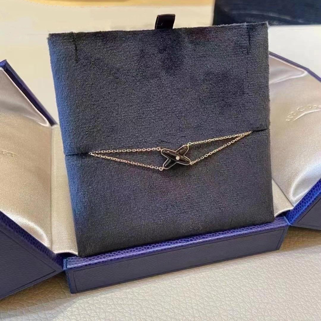 [Saipan]JEUX BRACELET ONYX ROSE GOLD 1 DIAMOND