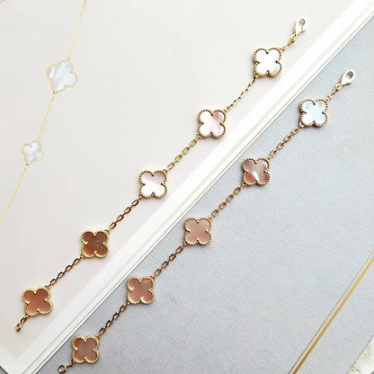 [Saipan]LUCKY CLOVER 5-MOTIF BRACELET - PINK MOTHER-OF-PEARL COLLECTION