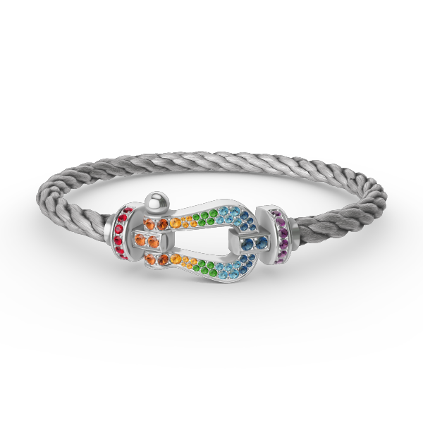 [Saipan]FORCE LARGE HORSESHOE COLORED DIAMOND BRACELET - WHITE GOLD