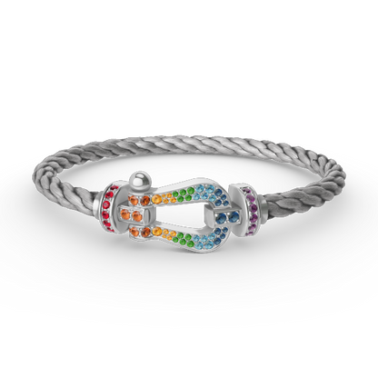 [Saipan]FORCE LARGE HORSESHOE COLORED DIAMOND BRACELET - WHITE GOLD