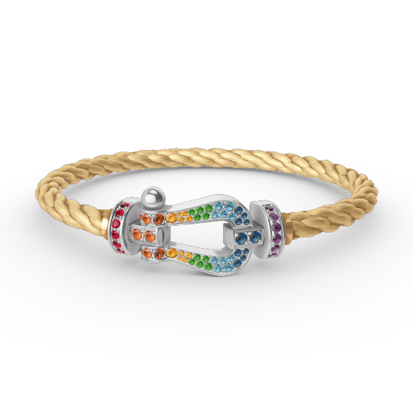 [Saipan]FORCE LARGE HORSESHOE COLORED DIAMOND BRACELET - WHITE GOLD