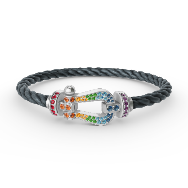 [Saipan]FORCE LARGE HORSESHOE COLORED DIAMOND BRACELET - WHITE GOLD