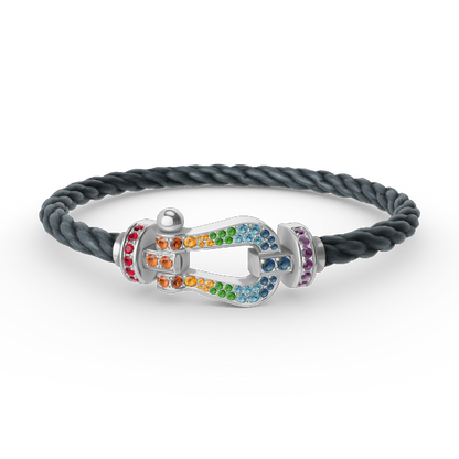 [Saipan]FORCE LARGE HORSESHOE COLORED DIAMOND BRACELET - WHITE GOLD
