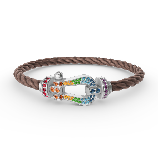 [Saipan]FORCE LARGE HORSESHOE COLORED DIAMOND BRACELET - WHITE GOLD