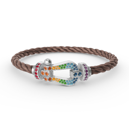 [Saipan]FORCE LARGE HORSESHOE COLORED DIAMOND BRACELET - WHITE GOLD