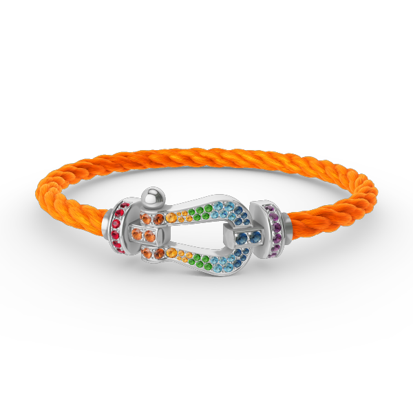 [Saipan]FORCE LARGE HORSESHOE COLORED DIAMOND BRACELET - WHITE GOLD