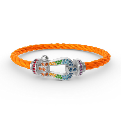 [Saipan]FORCE LARGE HORSESHOE COLORED DIAMOND BRACELET - WHITE GOLD