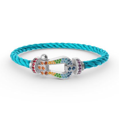 [Saipan]FORCE LARGE HORSESHOE COLORED DIAMOND BRACELET - WHITE GOLD